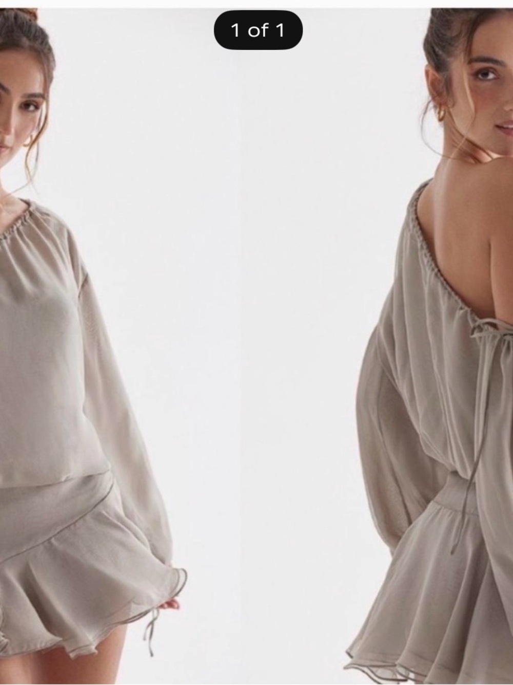 House of CB One-Shoulder Ruffled Mini Dress in Taupe
